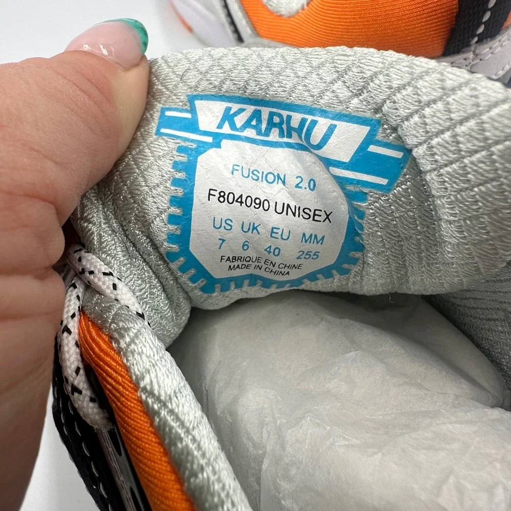 Karhu Fusion 2.0 Sneakers White Black Orange Dad Reto Runner Y2K Women 8.5 Men 7